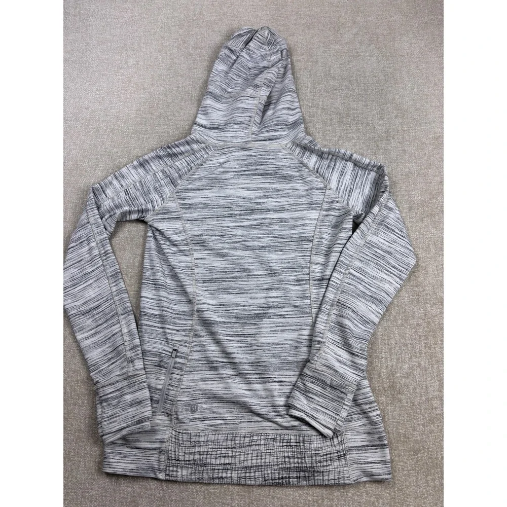 Lululemon Space Dye Crossover Hooded Pullover Running Top White Black Size 8